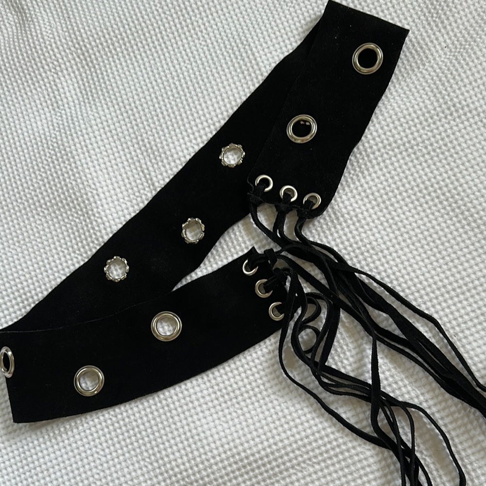 Black Suede belt with Silver Accents